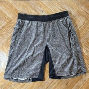 Lululemon Surge Lined Athletic Shorts Running Gym Workout Black Gray‎ XL